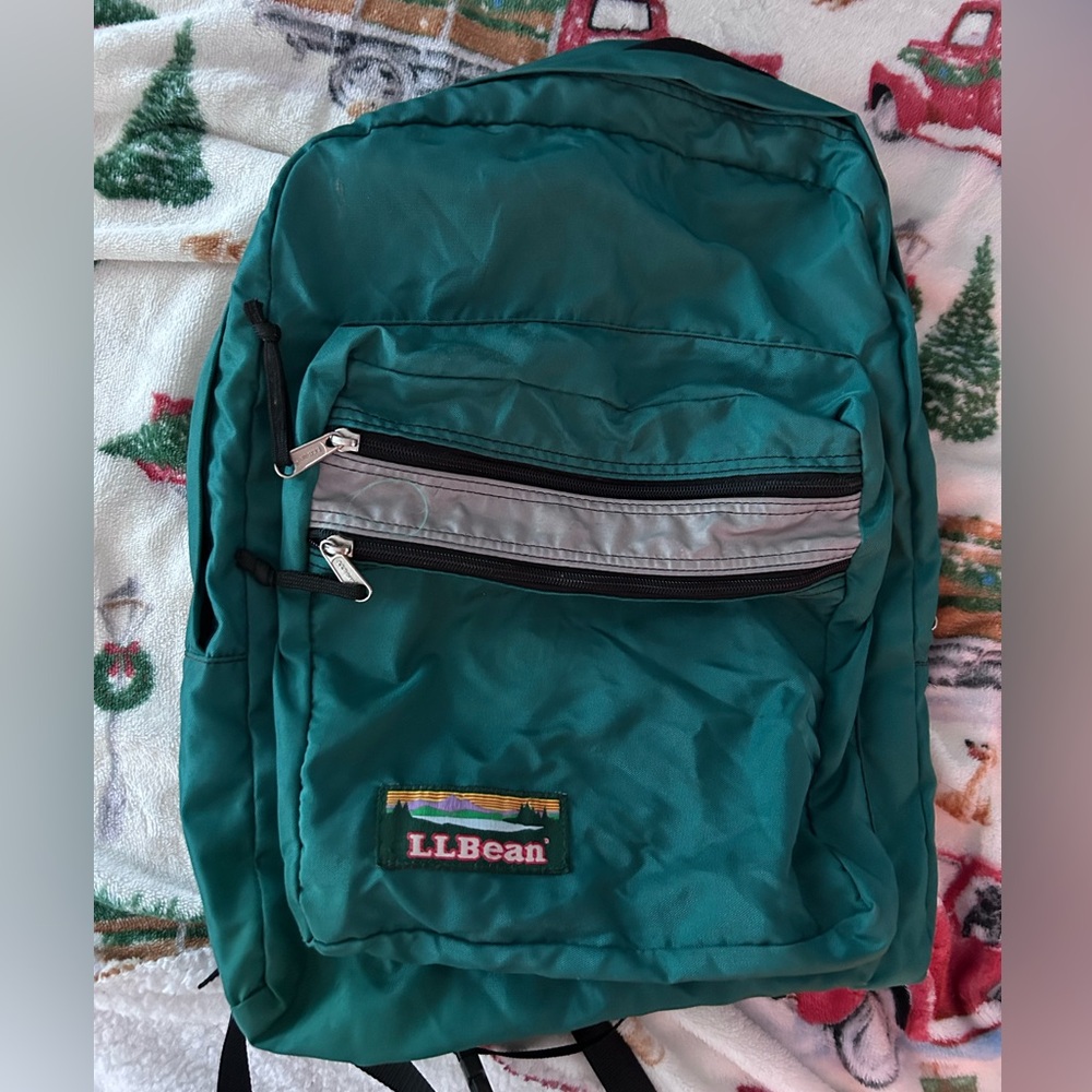 Vintage LL Bean Teal Green Nylon Backpack